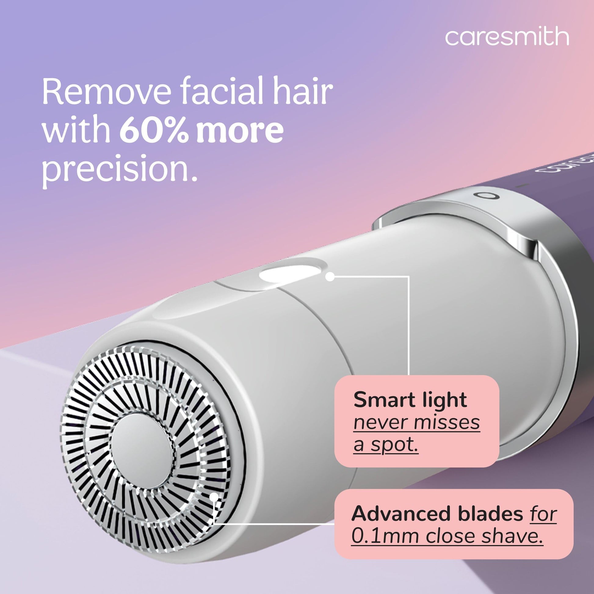 CARESMITH Bloom 2-in-1 Rechargeable Facial Hair Removal Machine & Eyebrow Trimmer for Women, USB-C, LED Light - ingredients p