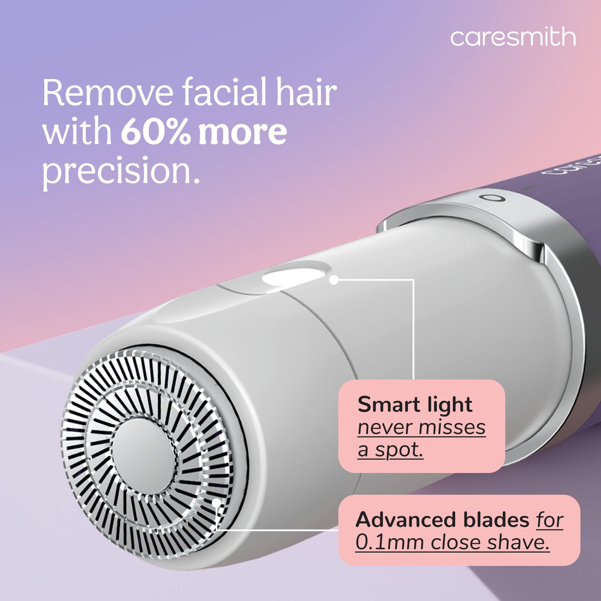 CARESMITH Bloom 2-in-1 Rechargeable Facial Hair Removal Machine & Eyebrow Trimmer for Women, USB-C, LED Light - ingredients p