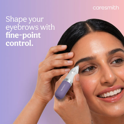 CARESMITH Bloom 2-in-1 Rechargeable Facial Hair Removal Machine & Eyebrow Trimmer for Women, USB-C, LED Light - in use
