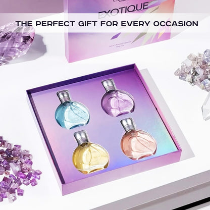 Carlton London Exotique Perfume Gift Set for Women, 4 x 30ml Fragrances with Rose, Orange, Cedar, and Honey Notes - packaging