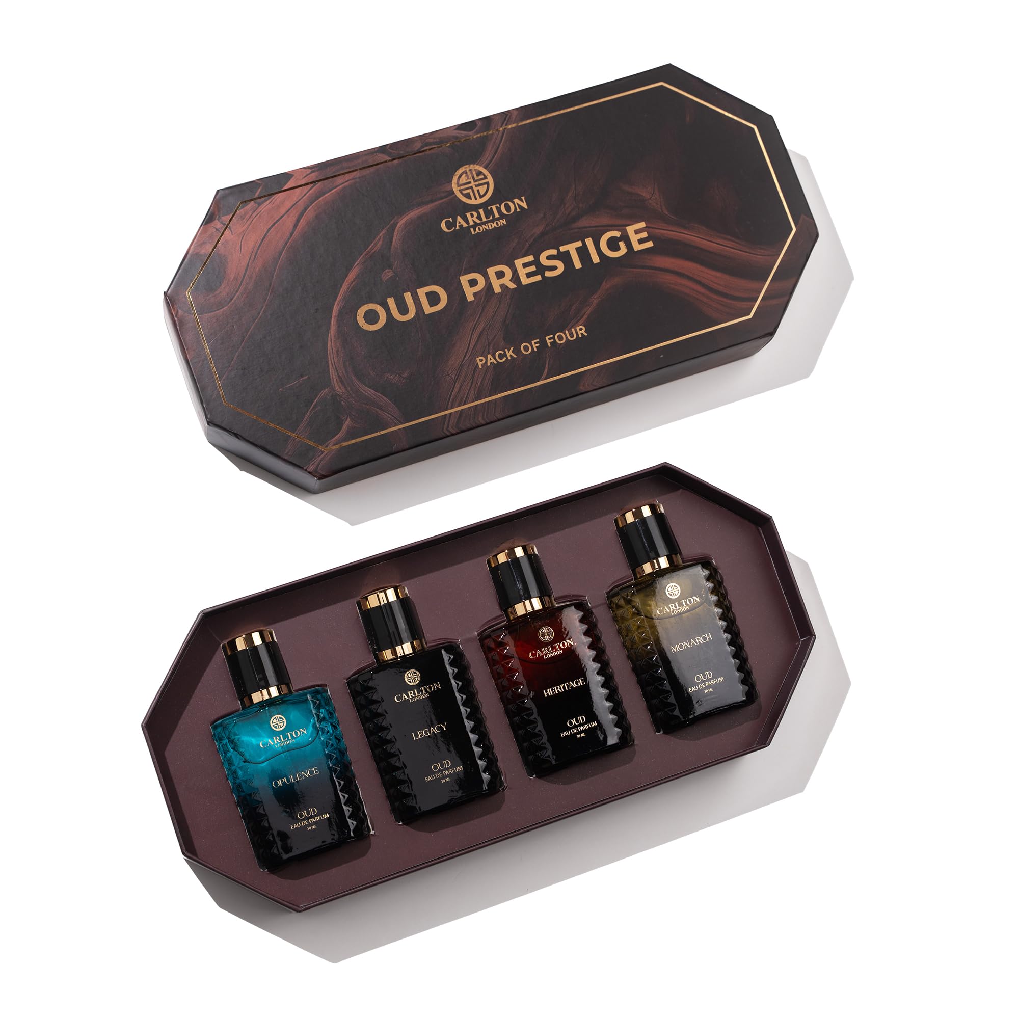 Carlton London Oud Prestige Eau de Parfum Gift Set, 4x30ml Men's Fragrance, Travel-Friendly