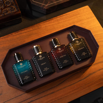 Carlton London Oud Prestige Eau de Parfum Gift Set, 4x30ml Men's Fragrance, Travel-Friendly - front view