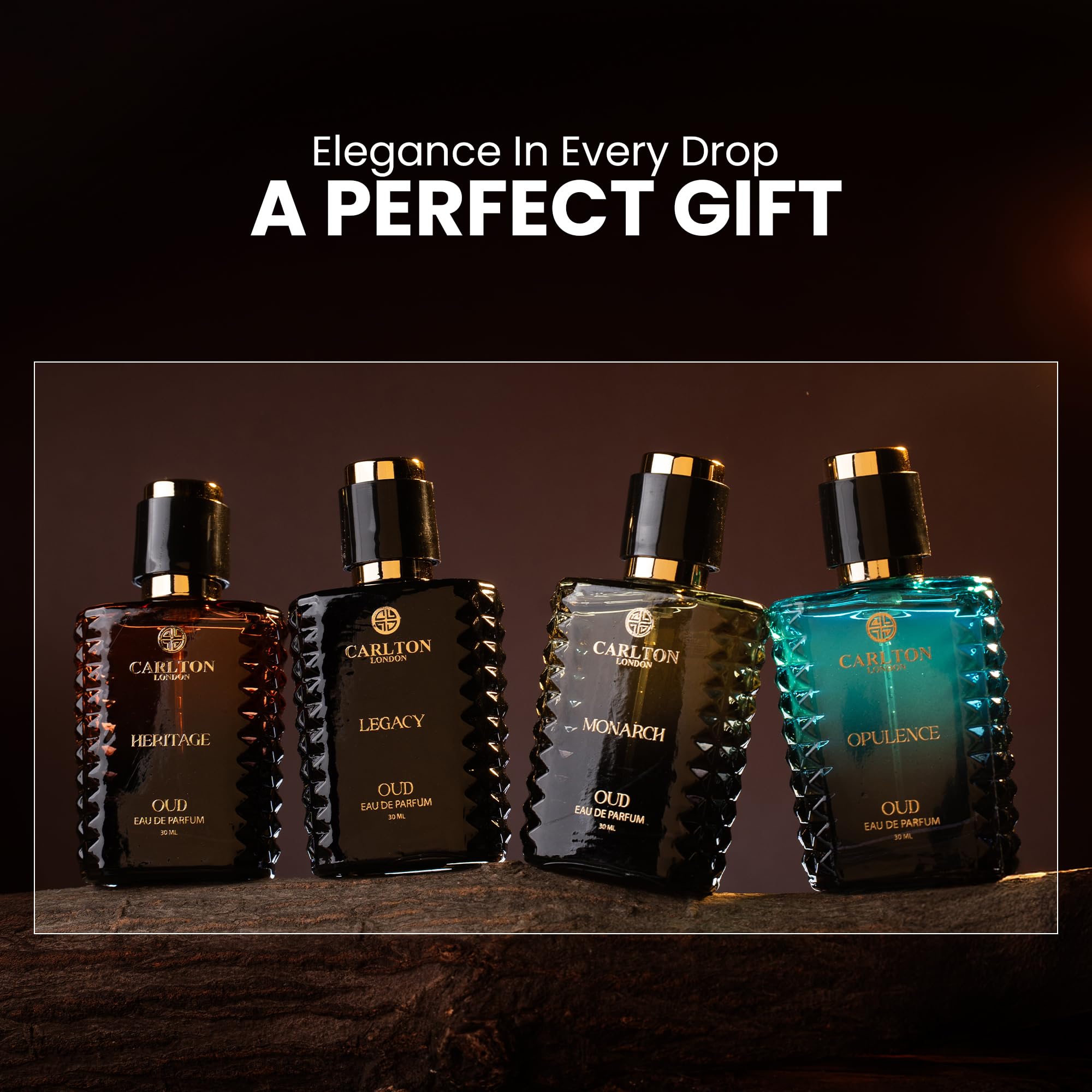 Carlton London Oud Prestige Eau de Parfum Gift Set, 4x30ml Men's Fragrance, Travel-Friendly - back view