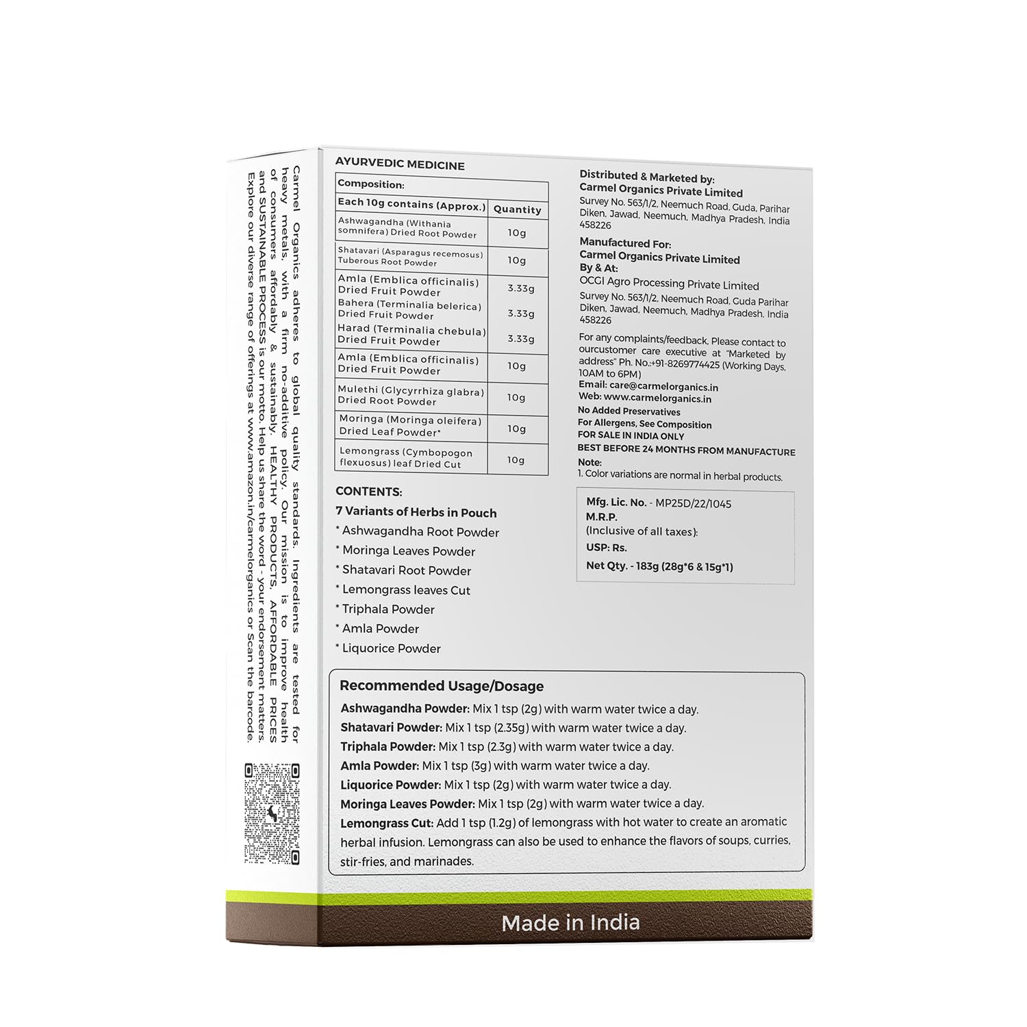 CARMEL ORGANICS Amla Fruit Powder 100g, Organic Herbal Supplement, Indian Gooseberry - front view (25)