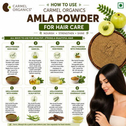 CARMEL ORGANICS Amla Fruit Powder 100g, Organic Herbal Supplement, Indian Gooseberry - ingredients panel