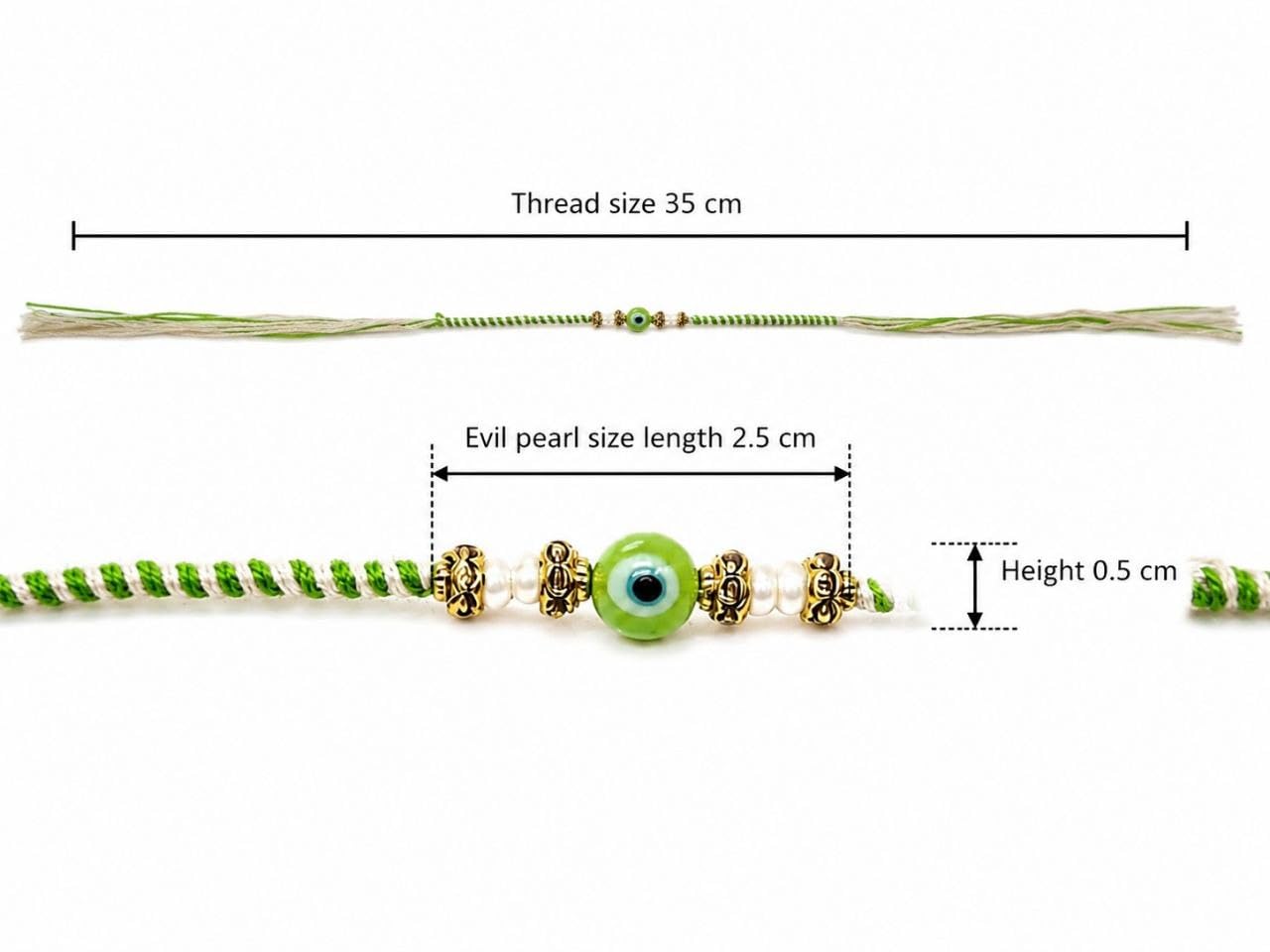 Cart Log Pack of 2 Royal Green Evil Eye Thread Rakhi - Raksha Sutra Dhaga for Bhai | Handmade Rakhi Designer Bracelet for Bro