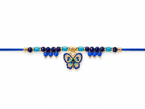Cart Log Royal Evil Eye Butterfly Rakhi - Raksha Sutra Dhaga for Bhabhi | Lumba Handmade Rakhi Designer Bracelet with Roli Ch