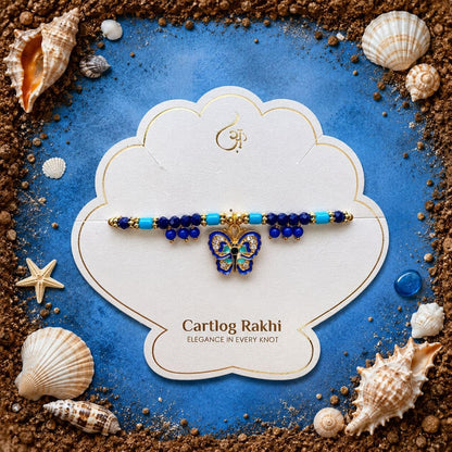 Cart Log Royal Evil Eye Butterfly Rakhi - Raksha Sutra Dhaga for Bhabhi | Lumba Handmade Rakhi Designer Bracelet with Roli Ch