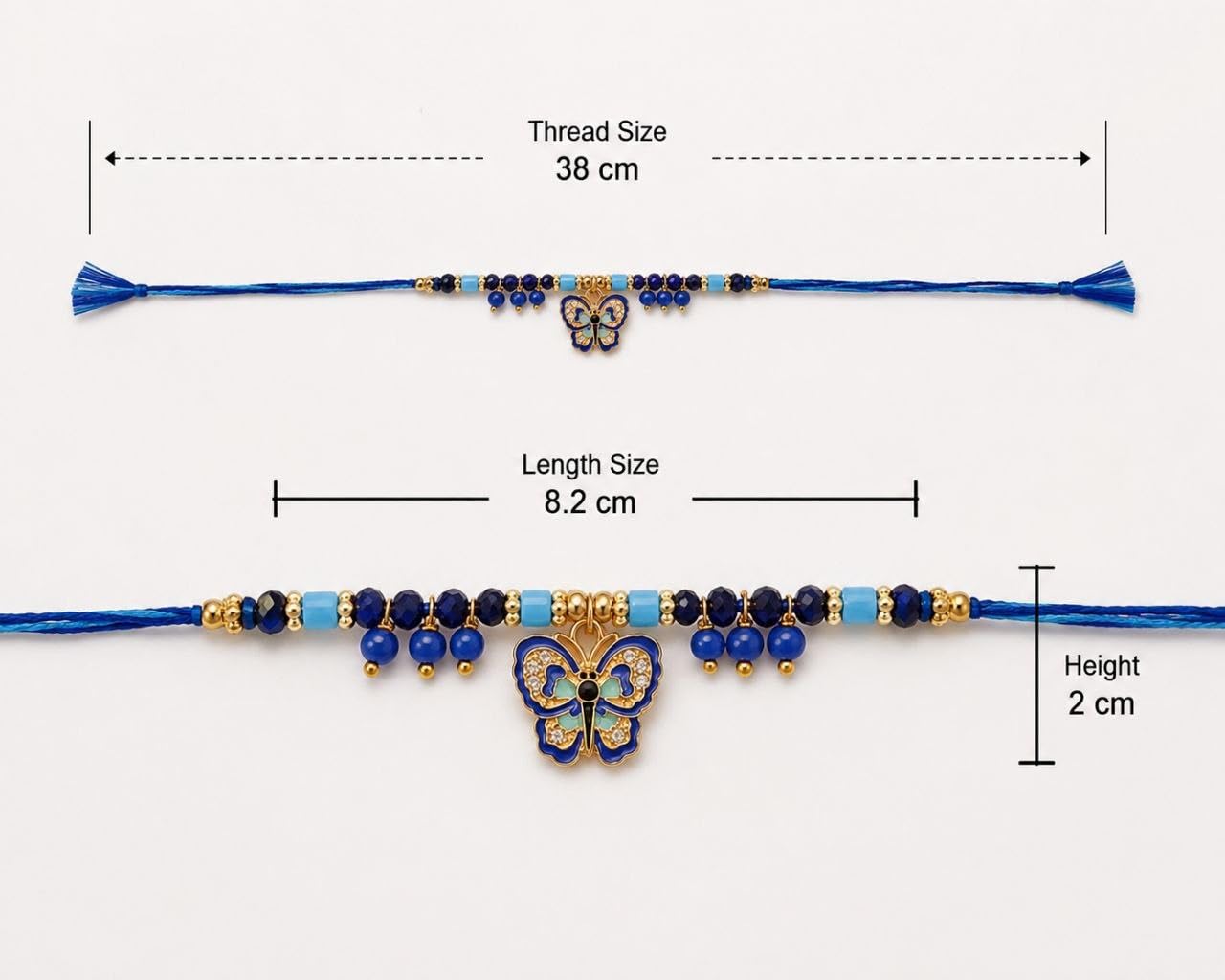 Cart Log Royal Evil Eye Butterfly Rakhi - Raksha Sutra Dhaga for Bhabhi | Lumba Handmade Rakhi Designer Bracelet with Roli Ch