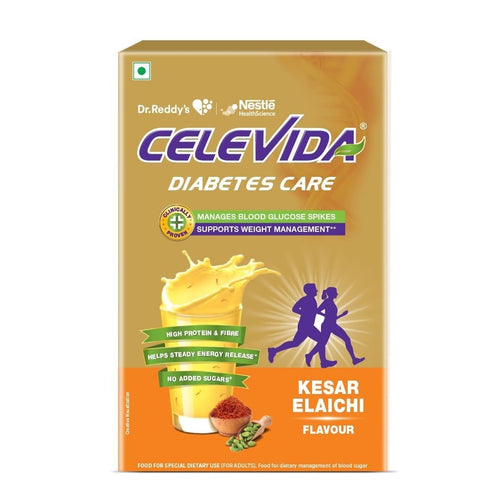Celevida Diabetes Nutrition Powder, Kesar Elaichi Flavor, 400g Refill Pack, Plant-Based Protein & Dual Fiber, No Added Sugar