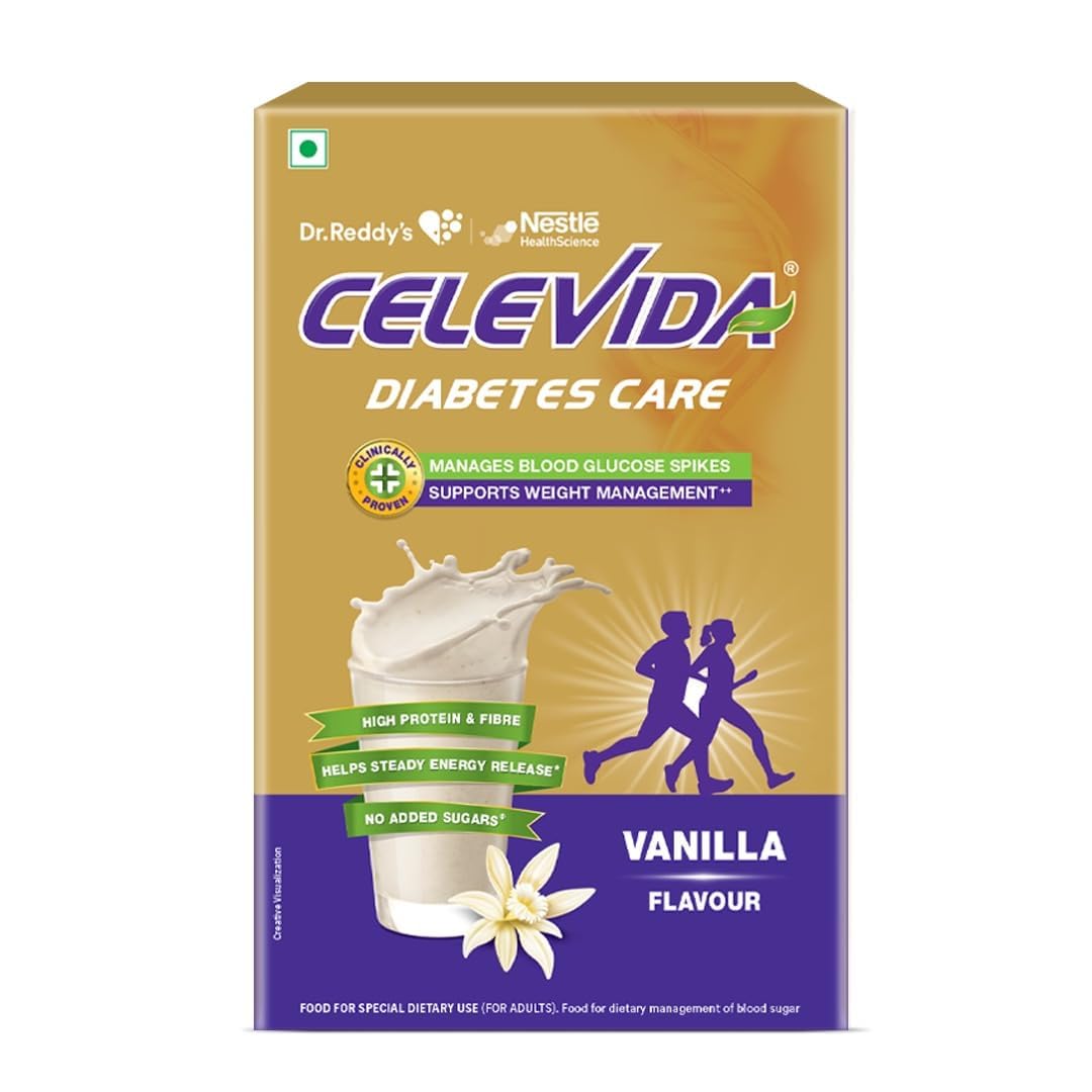Celevida Diabetes Nutrition Vanilla Flavor Powder, 400g, Nutritional Supplement with Plant-Based Protein and Fiber