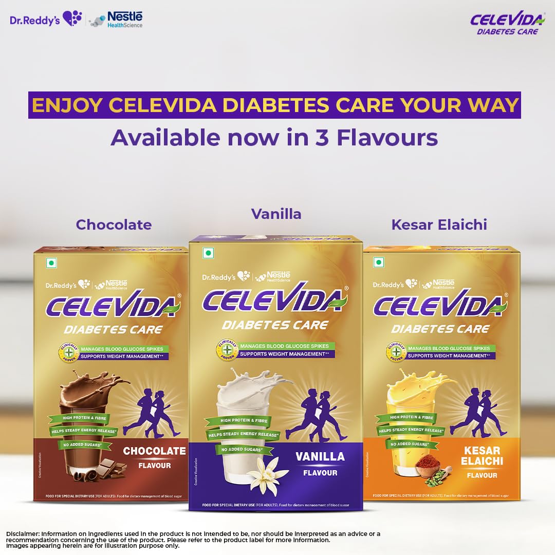 Celevida Diabetes Nutrition Vanilla Flavor Powder, 400g, Nutritional Supplement with Plant-Based Protein and Fiber - in use