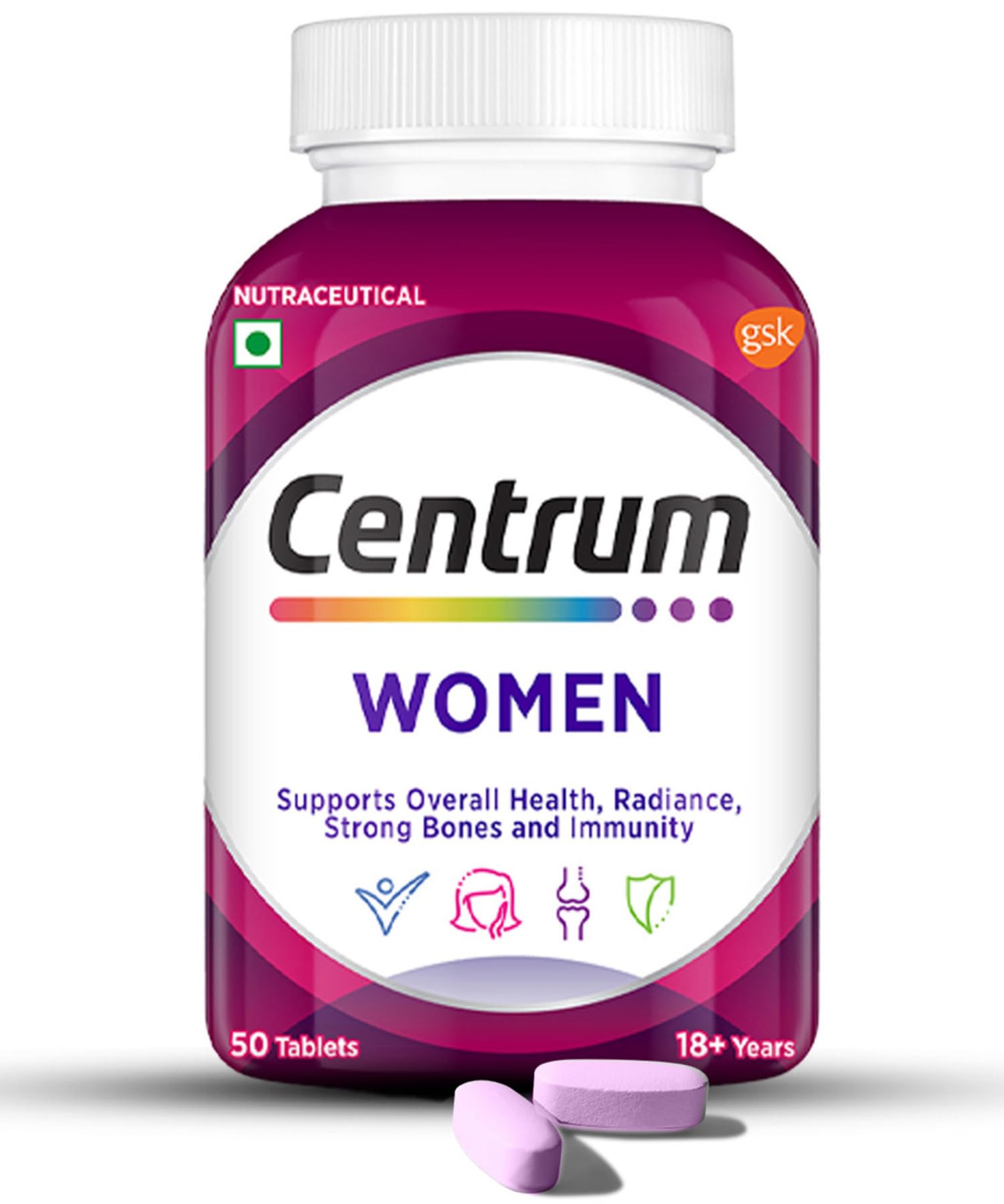 Centrum Women 50's Multivitamin & Multimineral Vegetarian Tablets, 50 Count, 23 Essential Nutrients