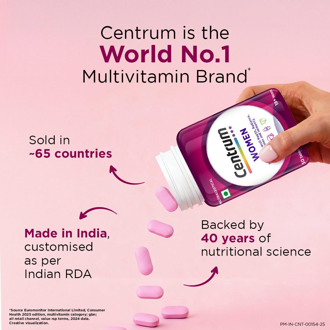 Centrum Women 50's Multivitamin & Multimineral Vegetarian Tablets, 50 Count, 23 Essential Nutrients - close-up detail
