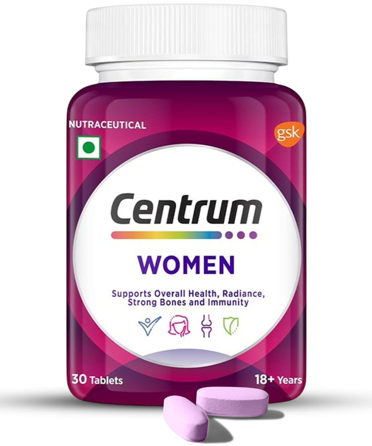 Centrum Women Multivitamin and Multimineral Supplement, 30 Tablets, Daily Vitamin for Adult Women