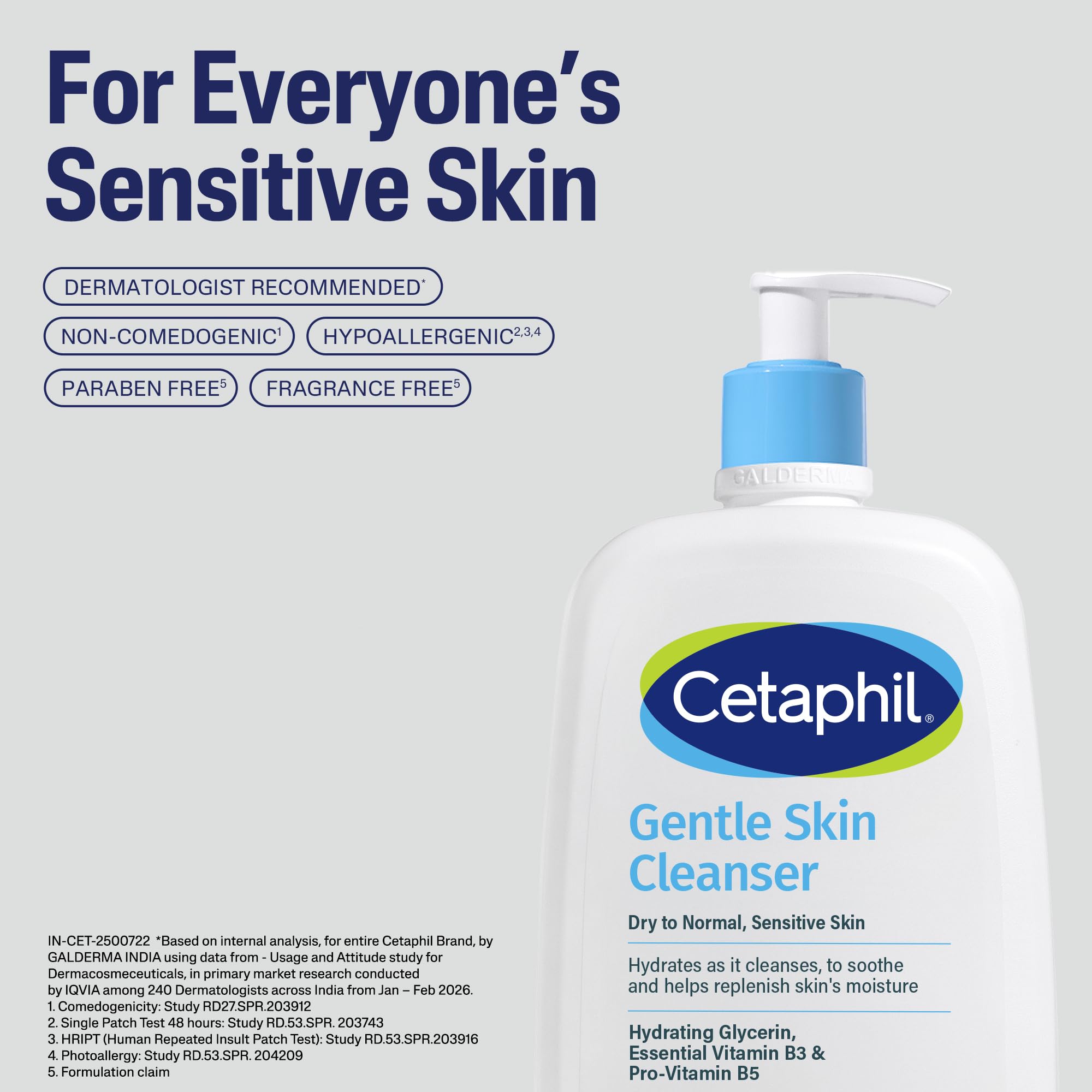 Cetaphil Gentle Skin Cleanser, 1000ml, Face Wash for Dry & Sensitive Skin, Unscented - label detail
