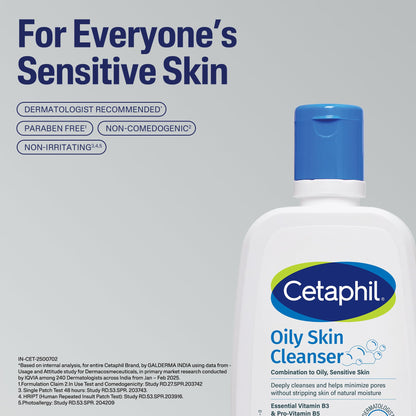 Cetaphil Oily Skin Cleanser Face Wash, Gentle Foaming, pH Balanced, for Acne-Prone Skin - label detail (11)