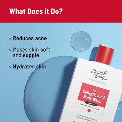 Chemist at Play 1% Salicylic Acid Body Wash Gel, 236ml with Loofah, Paraben & SLS Free, Unisex - back view