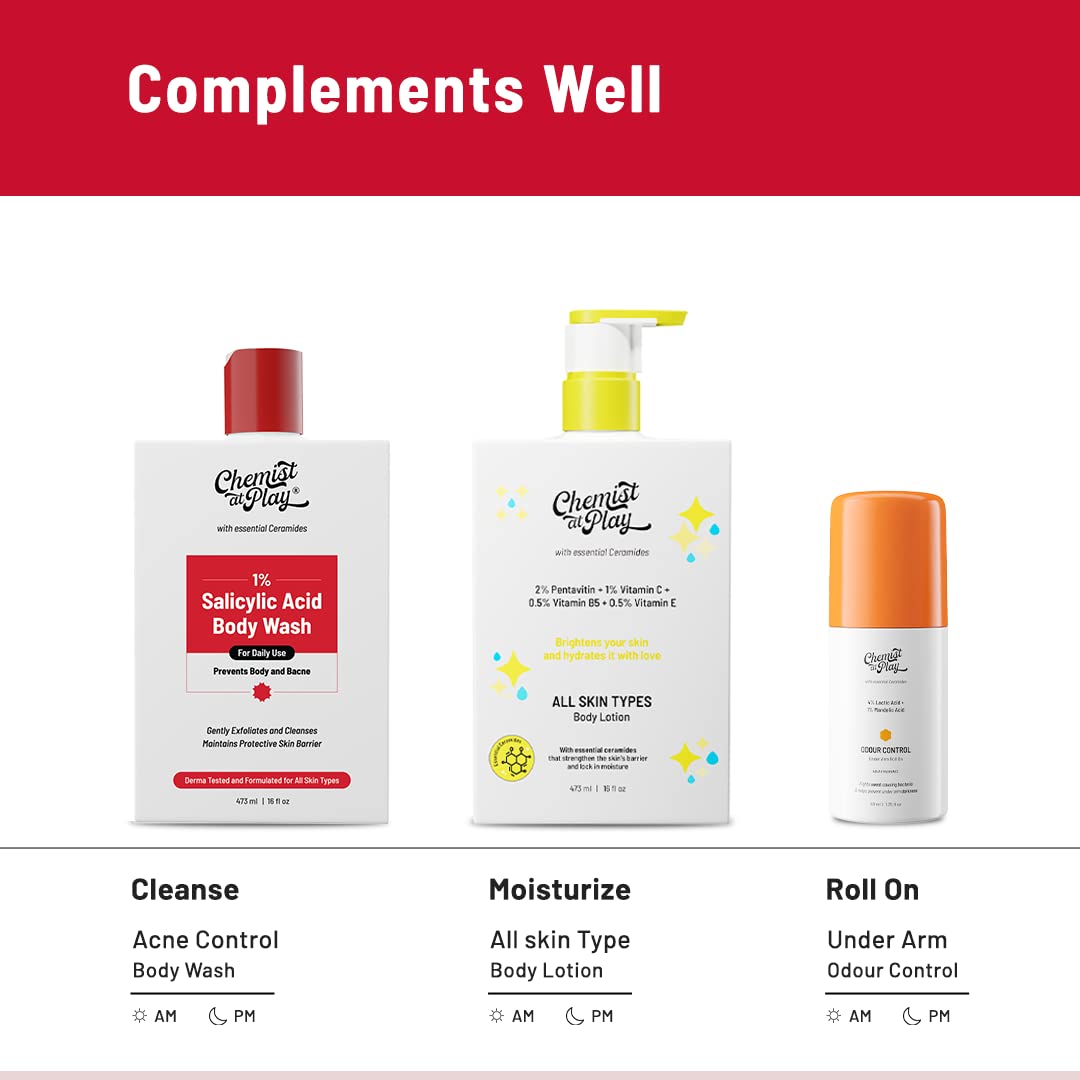 Chemist at Play 1% Salicylic Acid Body Wash Gel, 236ml with Loofah, Paraben & SLS Free, Unisex - close-up detail