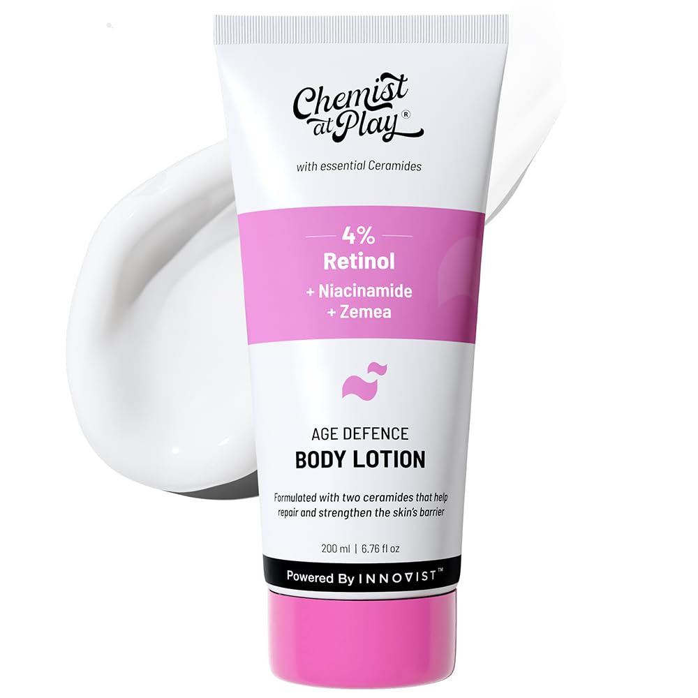 Chemist at Play AHA Body Lotion for Dry Skin, 236ml, Unisex Adult Formula, Vegan and Fragrance-Free - front view (17)