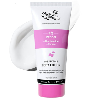 Chemist at Play AHA Body Lotion for Dry Skin, 236ml, Unisex Adult Formula, Vegan and Fragrance-Free - front view (17)