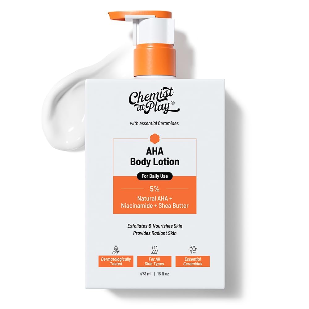Chemist at Play AHA Body Lotion for Dry Skin, 236ml, Unisex Adult Formula, Vegan and Fragrance-Free (7)
