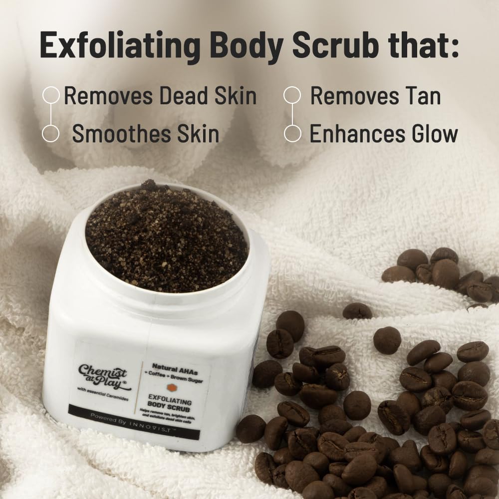 Chemist at Play Body Lotion and Scrub Set, 200ml Retinol Lotion, 75gm Coffee Scrub, with Niacinamide, Unisex - label detail
