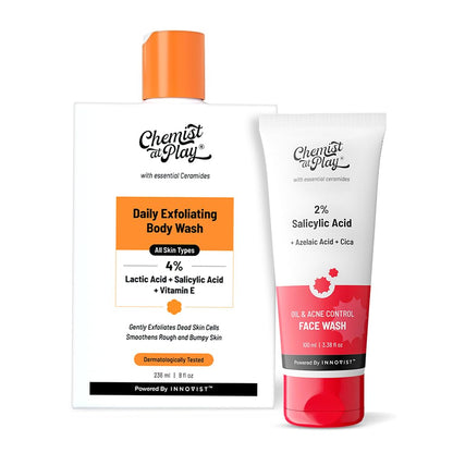 Chemist at Play Body Wash and Face Wash Combo, 336ml, Sulphate-Free, Vegan, For Oily Skin