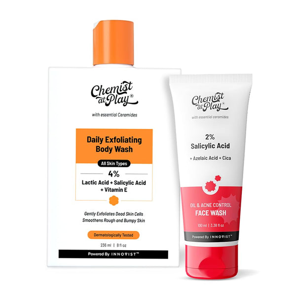 Chemist at Play Body Wash and Face Wash Combo, 336ml, Sulphate-Free, Vegan, For Oily Skin