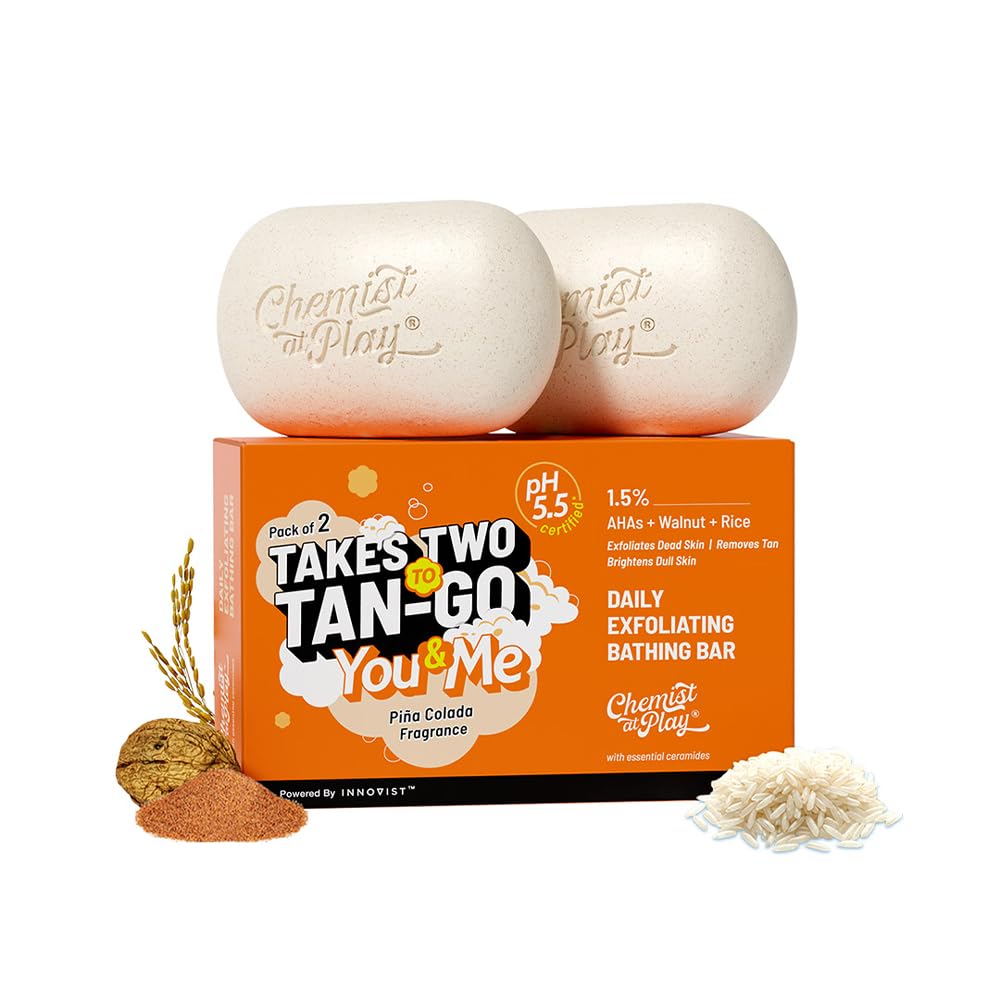 Chemist at Play Daily Exfoliating Bathing Bar, 100g, pH 5.5 Certified, Dermatologically Tested, Piña Colada Fragrance, Unisex