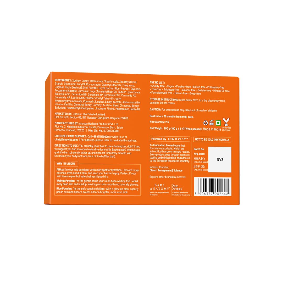 Chemist at Play Daily Exfoliating Bathing Bar, 100g, pH 5.5 Certified, Dermatologically Tested, Piña Colada Fragrance, Unisex
