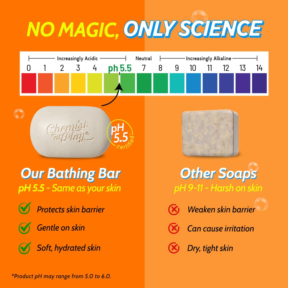 Chemist at Play Daily Exfoliating Bathing Bar, 100g, pH 5.5 Certified, Dermatologically Tested, Piña Colada Fragrance, Unisex