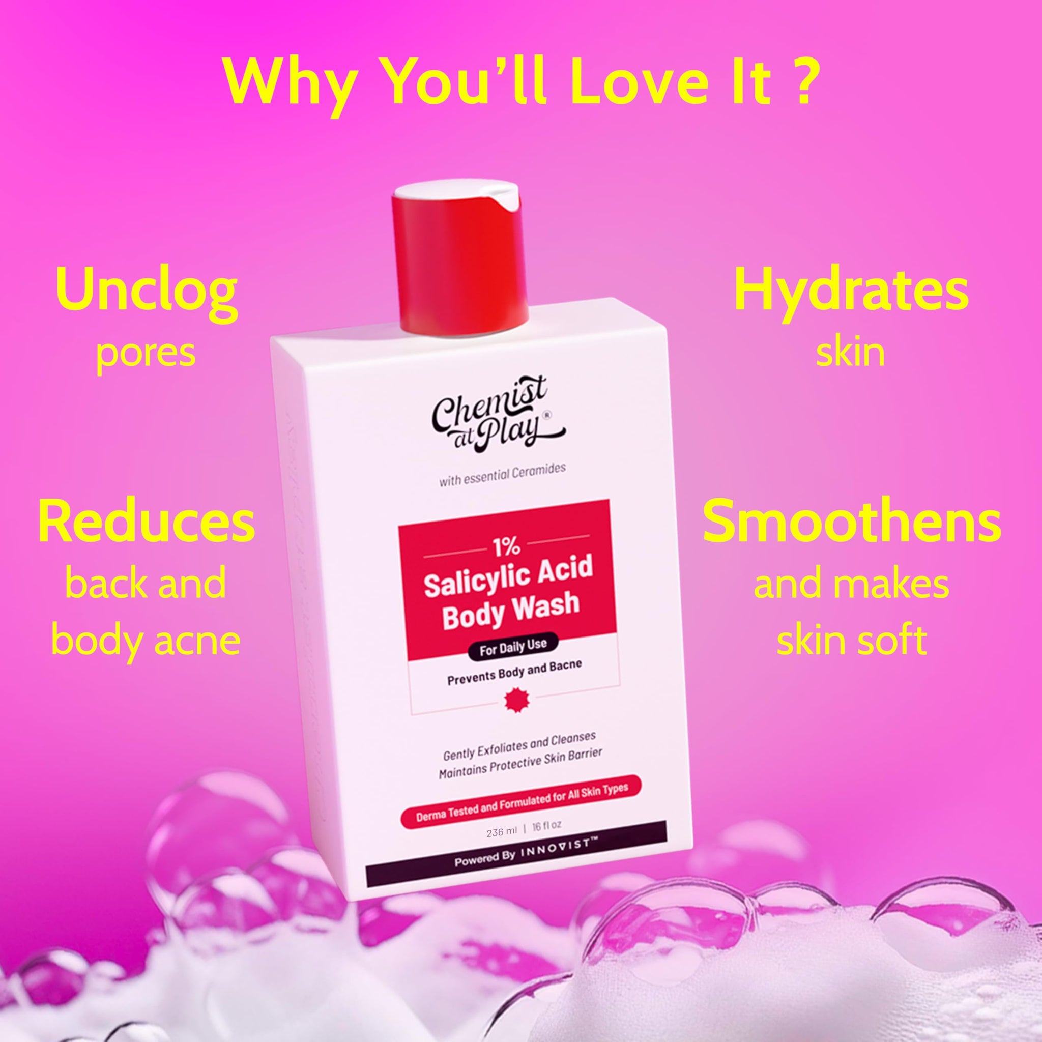 Chemist at Play Exfoliating and Acne Control Body Wash, 236ml Each, Pack of 2 - ingredients panel