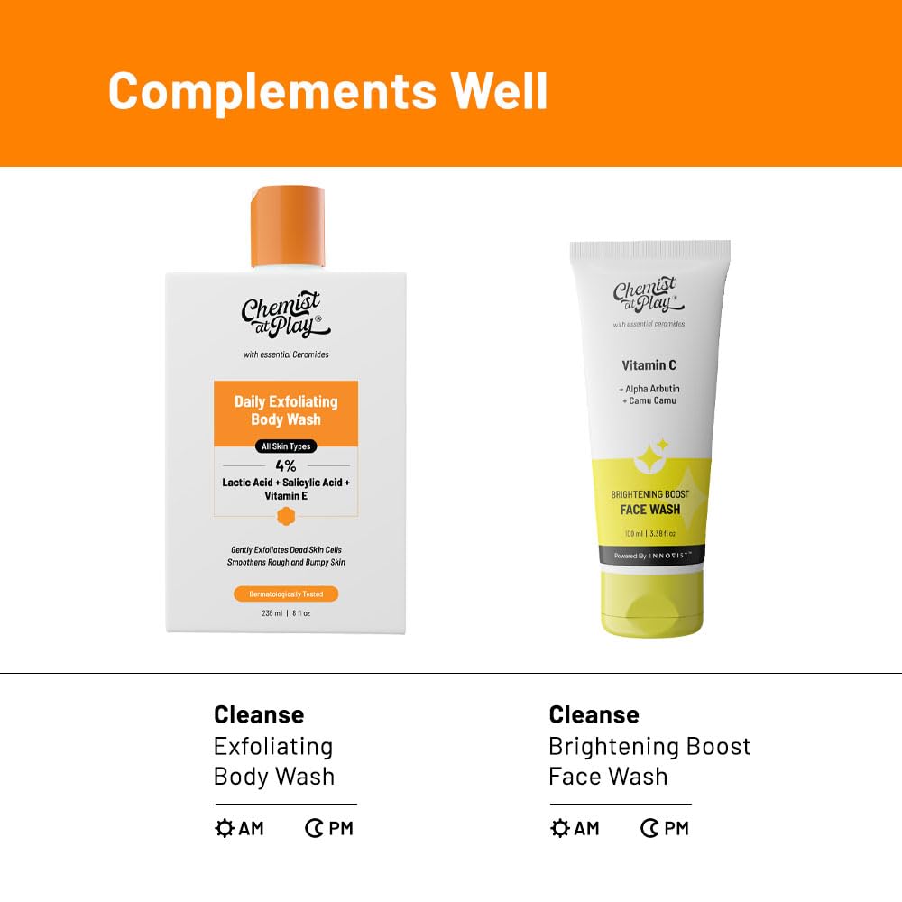 Chemist at Play Exfoliating Body Wash - Unisex Body Wash Gel with Salicylic Acid, Lactic Acid & Vitamin E - in use (32)