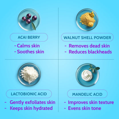 Chemist at Play Exfoliating Face Scrub & Body Wash Set, 100g-236ml, Unisex, Mandelic Acid, Lactic Acid, Salicylic Acid, Ceram