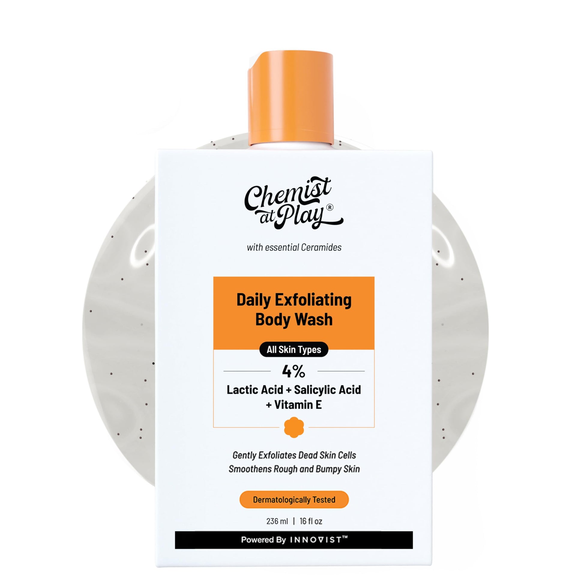 Chemist at Play Exfoliating Face Scrub & Body Wash Set, 100g-236ml, Unisex, Mandelic Acid, Lactic Acid, Salicylic Acid, Ceram