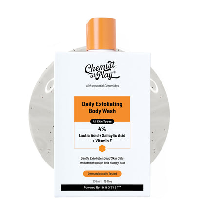 Chemist at Play Exfoliating Face Scrub & Body Wash Set, 100g-236ml, Unisex, Mandelic Acid, Lactic Acid, Salicylic Acid, Ceram