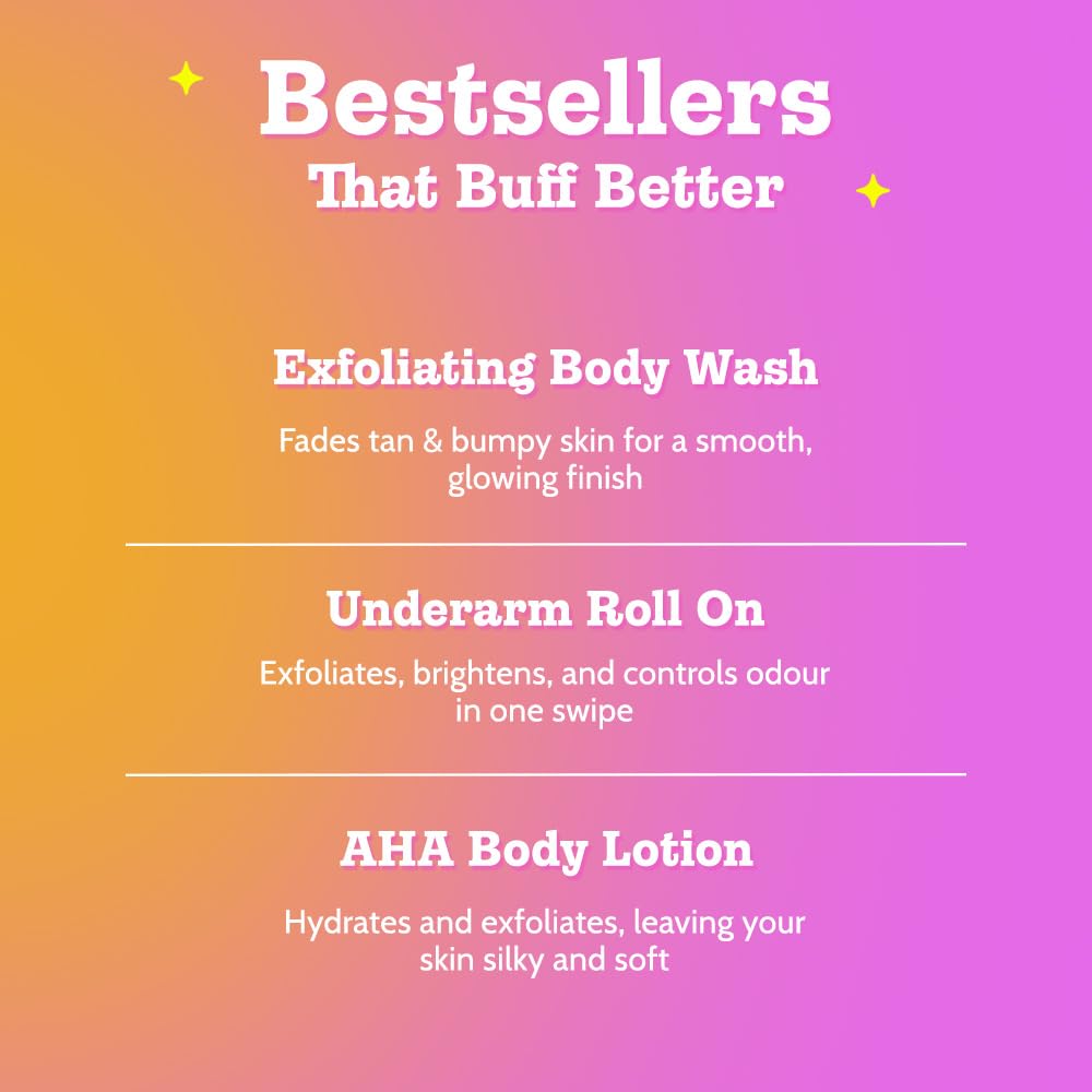 Chemist at Play Exfoliating Kit, 3-Piece Set with AHA Body Wash, Underarm Roll On, and Lotion, 140ml, Unisex - packaging