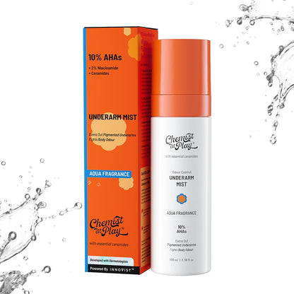 Chemist at Play Exfoliating Underarm Mist, 10% AHAs, 2% Niacinamide, 100ml, pH 4-4.5, Unisex Body Deodorant