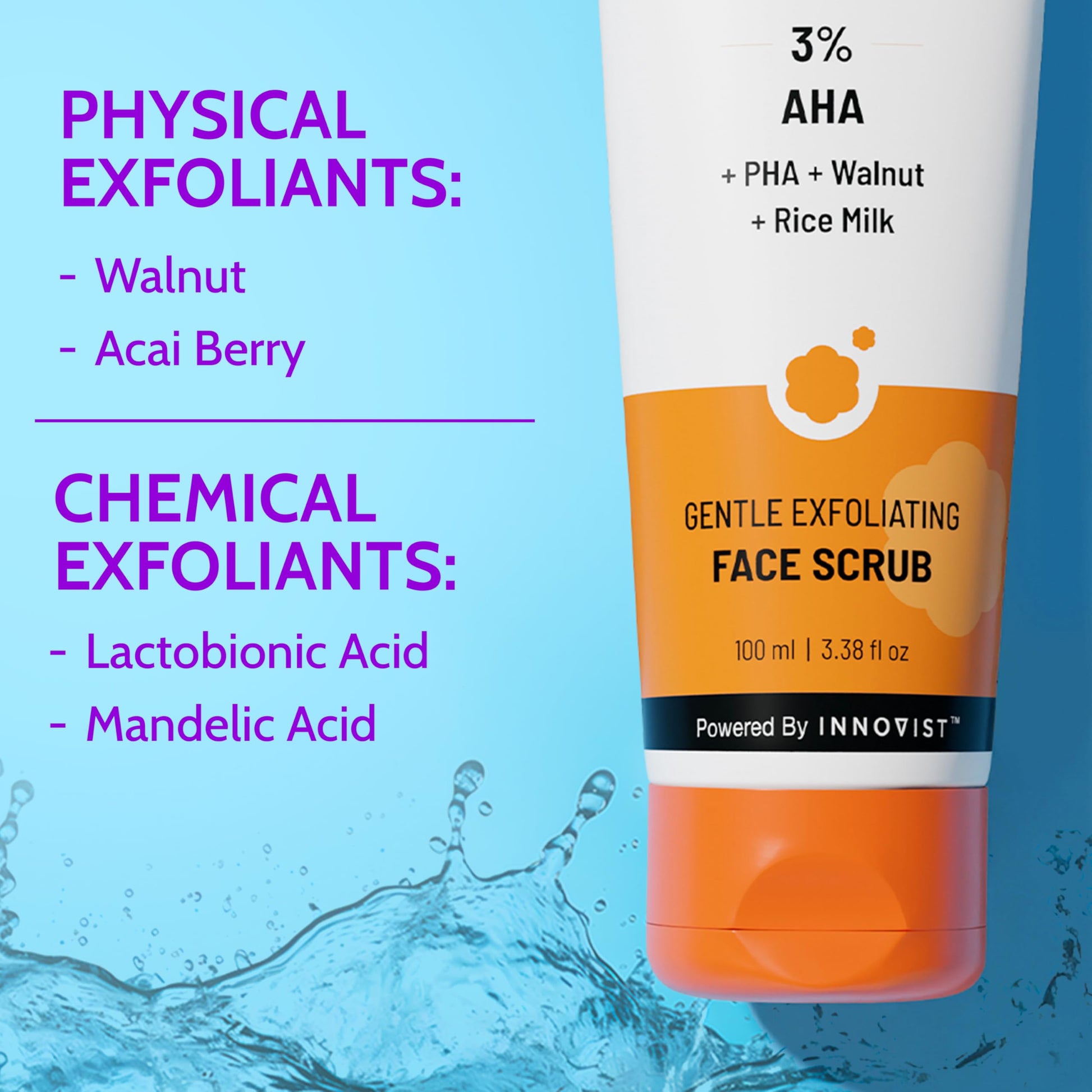 Chemist at Play Face Wash & Exfoliating Scrub for Oily Skin, 2% Salicylic Acid, Niacinamide, Mandelic Acid, Walnut Shell, 100