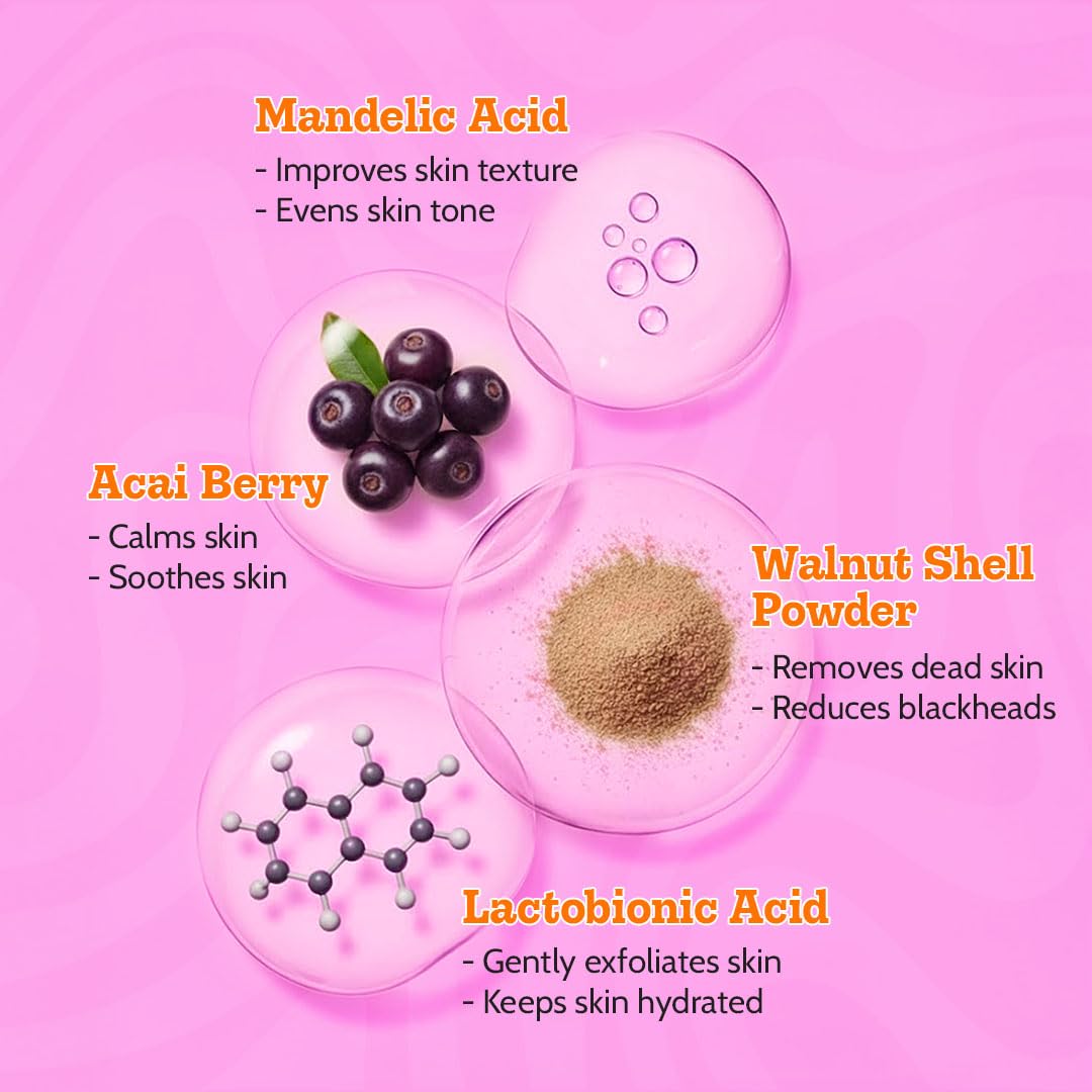 Chemist at Play Face Wash & Exfoliating Scrub for Oily Skin, 2% Salicylic Acid, Niacinamide, Mandelic Acid, Walnut Shell, 100