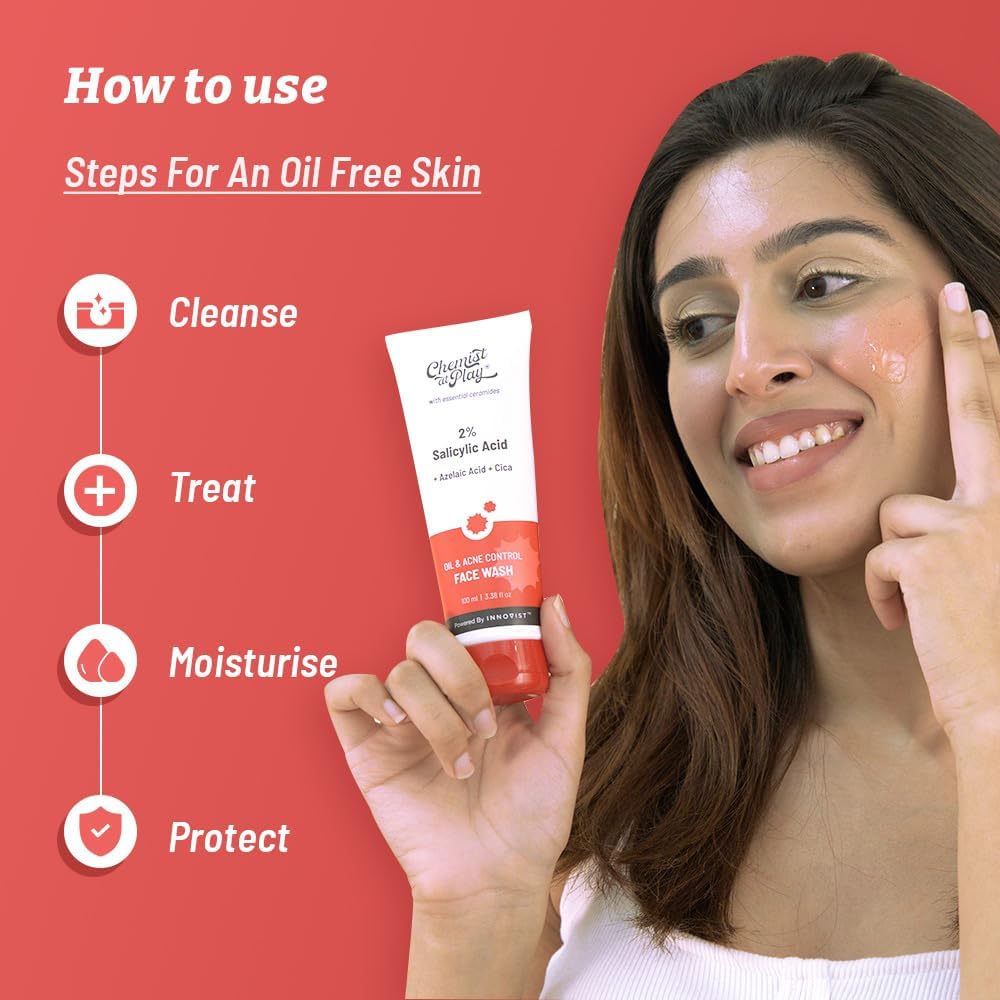 Chemist at Play Face Wash & Exfoliating Scrub for Oily Skin, 2% Salicylic Acid, Niacinamide, Mandelic Acid, Walnut Shell, 100