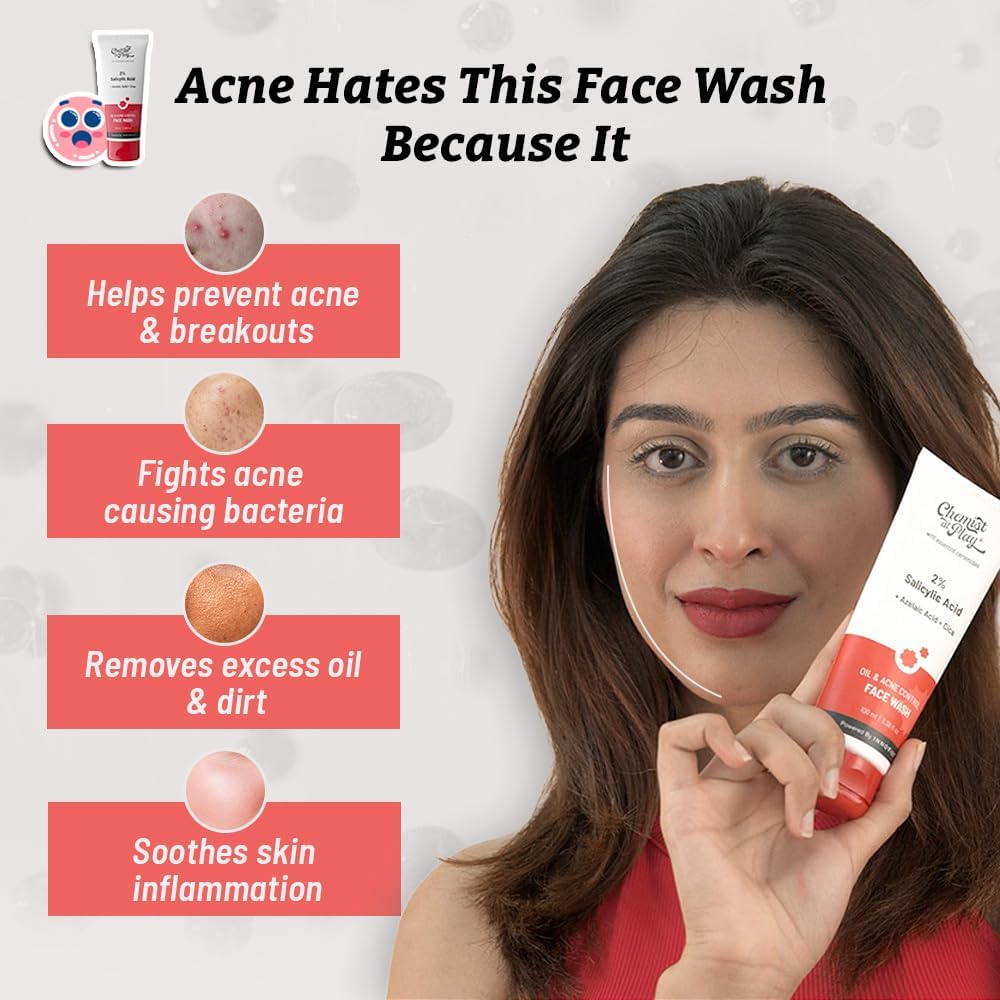 Chemist at Play Face Wash & Exfoliating Scrub for Oily Skin, 2% Salicylic Acid, Niacinamide, Mandelic Acid, Walnut Shell, 100