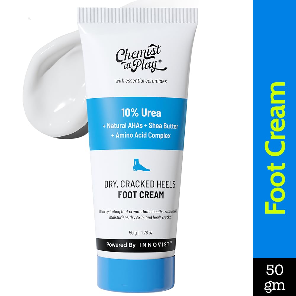 Chemist at Play Foot Cream for Cracked Heels, 50g, Urea-Based Formula, Unisex Adult - front view (11)