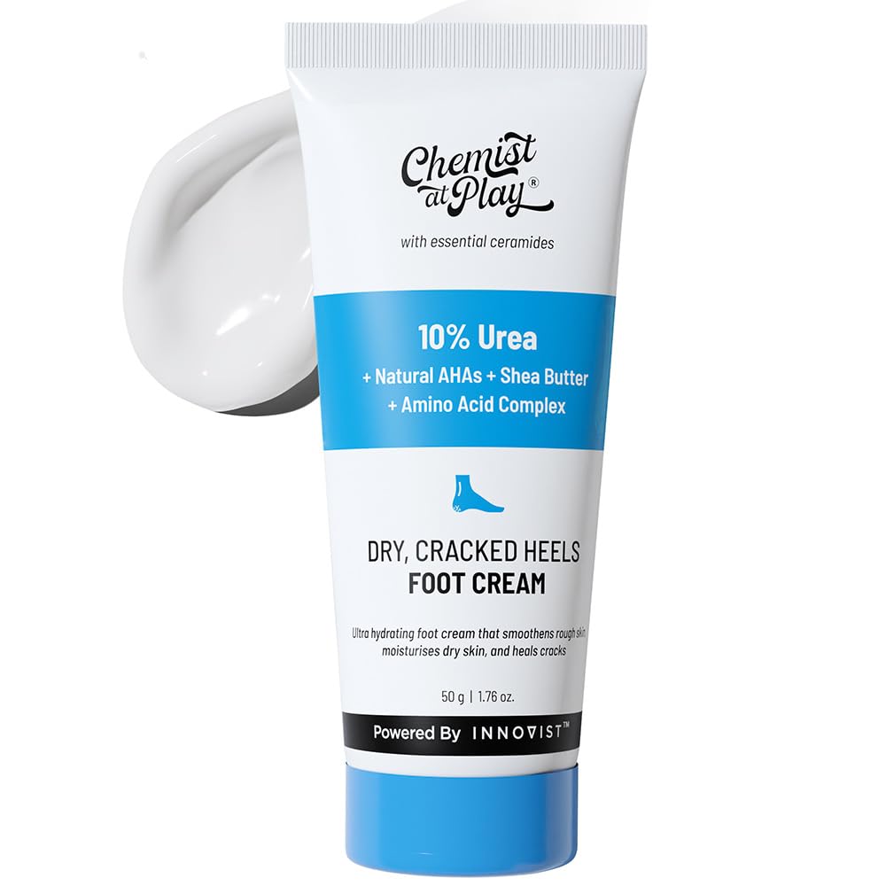 Chemist at Play Foot Cream for Cracked Heels, 50g, Urea-Based Formula, Unisex Adult - front view (18)