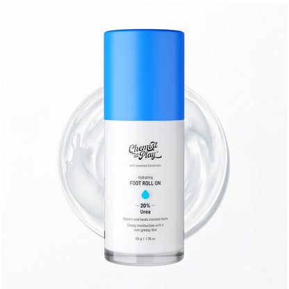 Chemist at Play Foot Roll-on, 50gm, with 20% Urea, Salicylic Acid, and Glycolic Acid, Fragrance-Free, Vegan