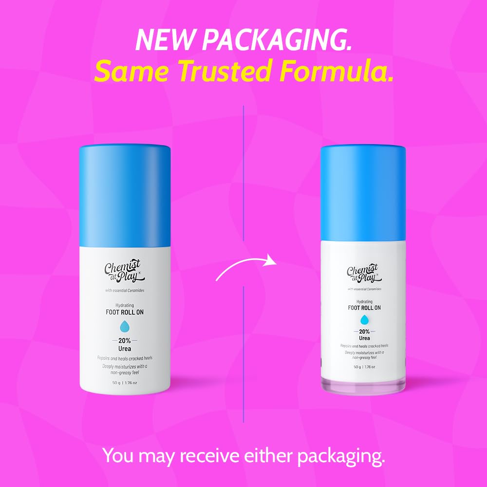 Chemist at Play Foot Roll-on, 50gm, with 20% Urea, Salicylic Acid, and Glycolic Acid, Fragrance-Free, Vegan - packaging