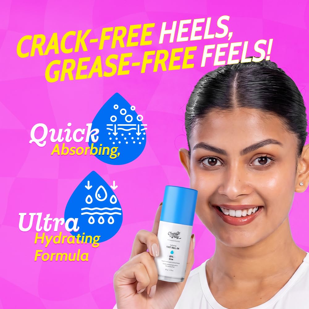 Chemist at Play Foot Roll-on, 50gm, with 20% Urea, Salicylic Acid, and Glycolic Acid, Fragrance-Free, Vegan - in use