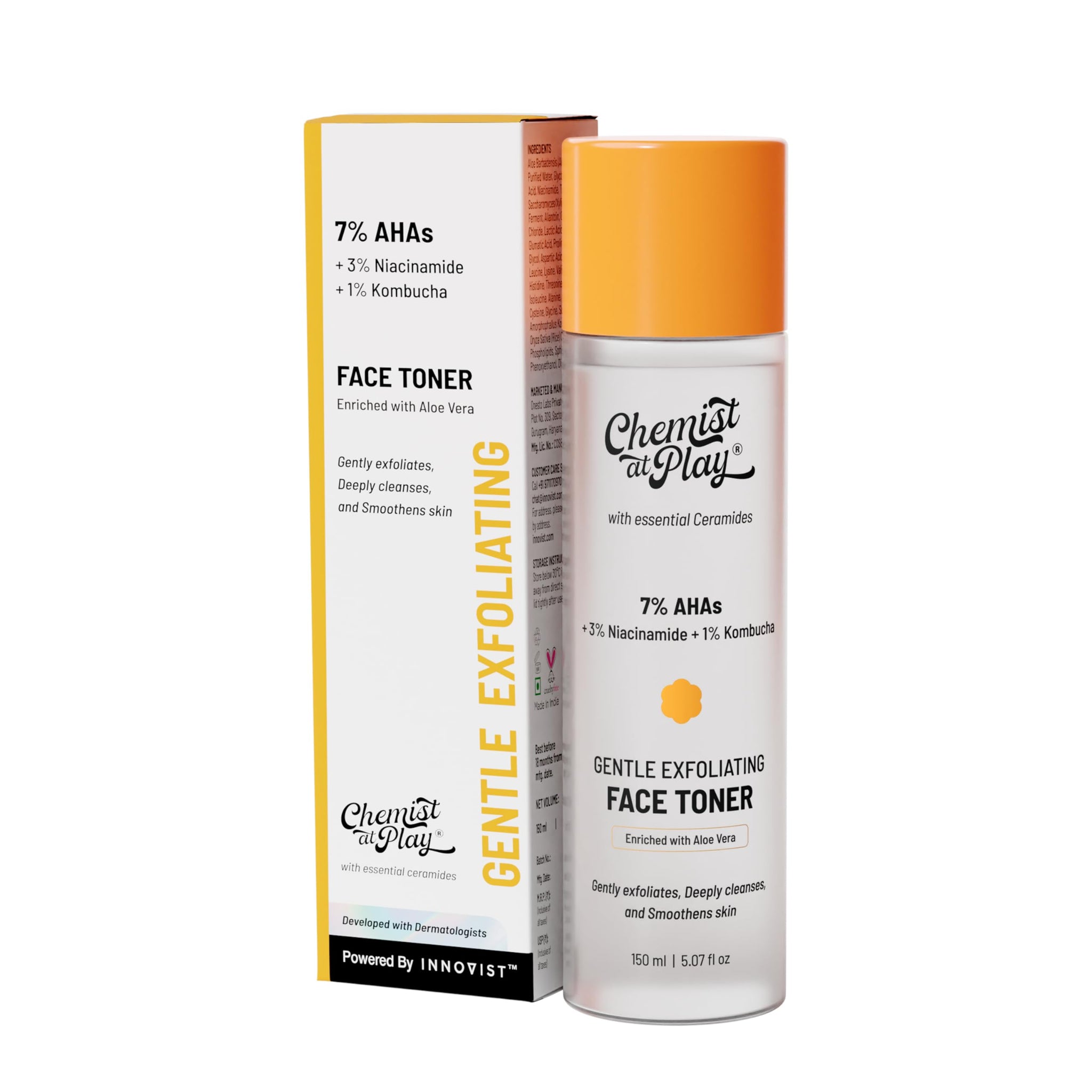 Chemist at Play Glycolic Acid Face Toner, 150ml, with 7% AHA, 3% Niacinamide & 1% Kombucha