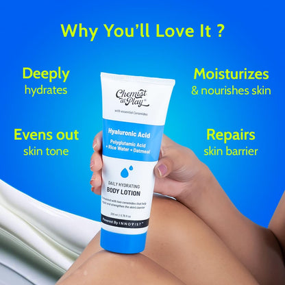 Chemist at Play Hydrating Body Lotion with Rice Water and Hyaluronic Acid, 200ml, Vegan - back view